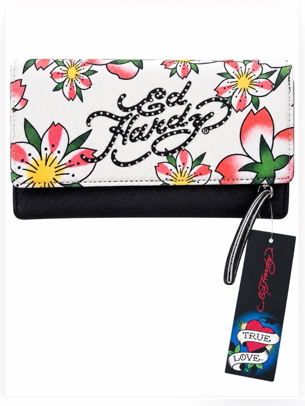 Ed Hardy Fresh Florals Amarylis Fold-Over Clutch - NWT